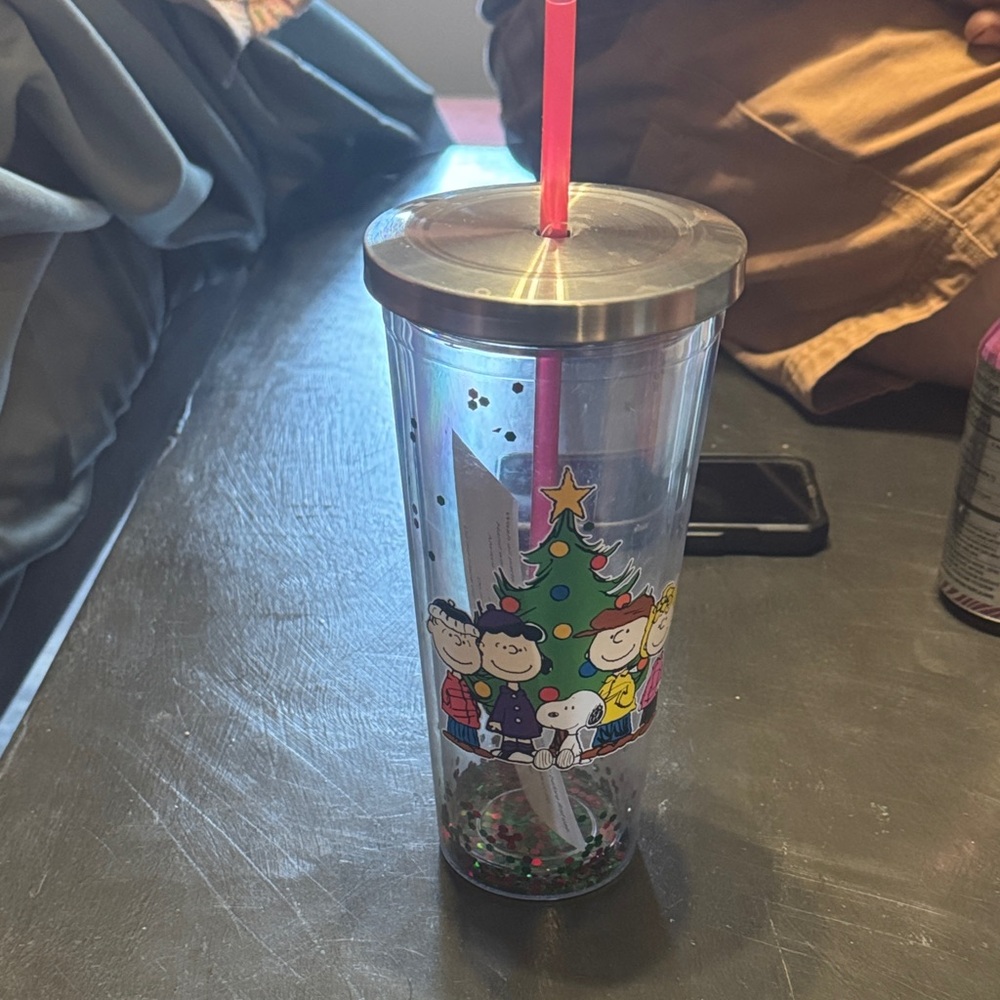Christmas Themed Tumbler with Straw